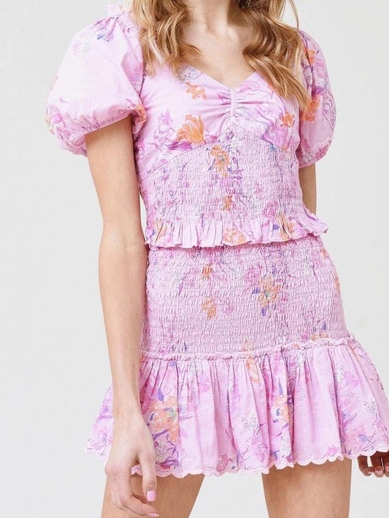LoveShackFancy Dresses & Skirts - LoveShackFancy Jarrah Mini Dress- Royal Pink Berry, Floral Sz L